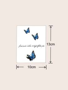 1pc Waterproof & Smudge-Proof Temporary Tattoo Sticker, PVC Faux Tattoo Design Of Butterfly, Suitable For Daily Use - Multicolor - View 6