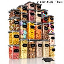 24pcs (12 Lids + 12 Jars) Storage Containers for Flour, Rice, Sugar, Cereal, Grains and Spaghetti, Suitable for Kitchen, Practical Storage Containers for All Types of Food. Kitchen Organizers and Storage, Kitchen Accessories and Food Storage. - Übersicht 2