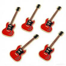 ZAKOL Vintage Metal Enamel Electric Guitar Brooch Unisex, Music Instrument Lapel Pin Badge Fashion Jewelry Gift - Multicolor - View 11