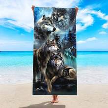 1pc Wolf Pattern Beach Towel, Super Soft & Quick Dry Microfiber Towel, Suitable For Beach, Pool, Shower, Yoga, Fitness, Camping - Vintage Style Outdoor Multipurpose Accessory - A - View 16