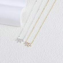 1 Pair S925 Sterling Silver European & American Cross-Border Hot-Selling Petal Necklace With Marquise Zirconia, Versatile Fashionable High-End Style For Women, 2025 New Arrival - Petal - View 2