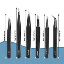 6pcs Precision Stainless Steel Anti-Static Tweezers Set, Suitable For Electronics, Lab Work, Jewelry Making, Handicrafts, Welding And More Scenarios - A - View 4