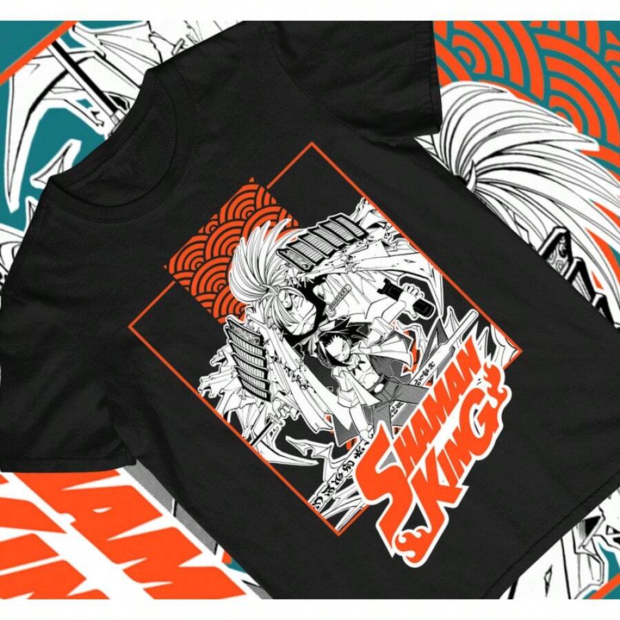 Shaman King Soul Neues T-Shirt, Manga Unisex T-Shirt, Alle Größen, Cartoon, Anime Shirt - Schwarz - Übersicht 1