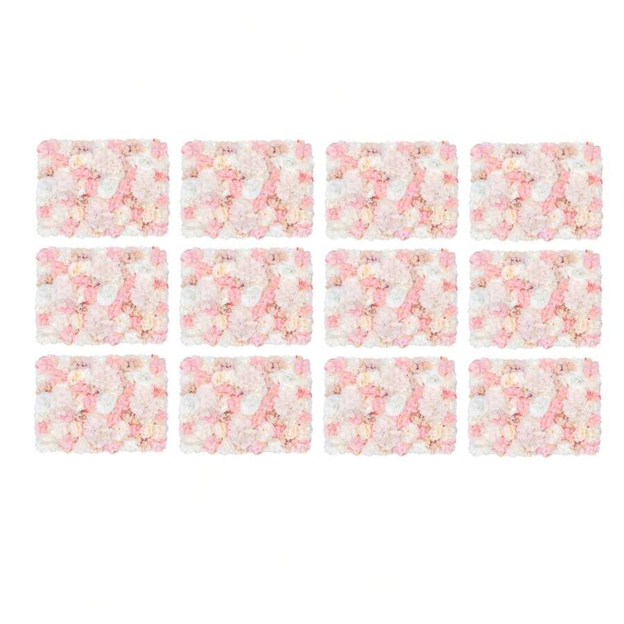 HOHOBLA 12PCS Artificial Flower Wall Panels 23.62x15.75in, Festive Party Backdrop, 3D Wedding Floral Background, Artificial Flower Wall Backdrop For Wedding Party Home Store Wall Decor [LOYALHEARTDY-BTG] - White, Yellow, Pink*HG-zJ581-774 - View 1