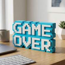 Retro Pixel "GAME OVER" Desktop Decor Sign, Suitable Gift For Gamers, 8-Bit Gaming Room Desktop Decoration, Size 4.7 X 2.7 Inches, No Power Required - GAME OVER - View 6