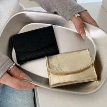多功能日式短款女用便攜折疊零錢包 時尚按扣小錢包 PU 三折女用錢包 - 彩色 - 查看 10