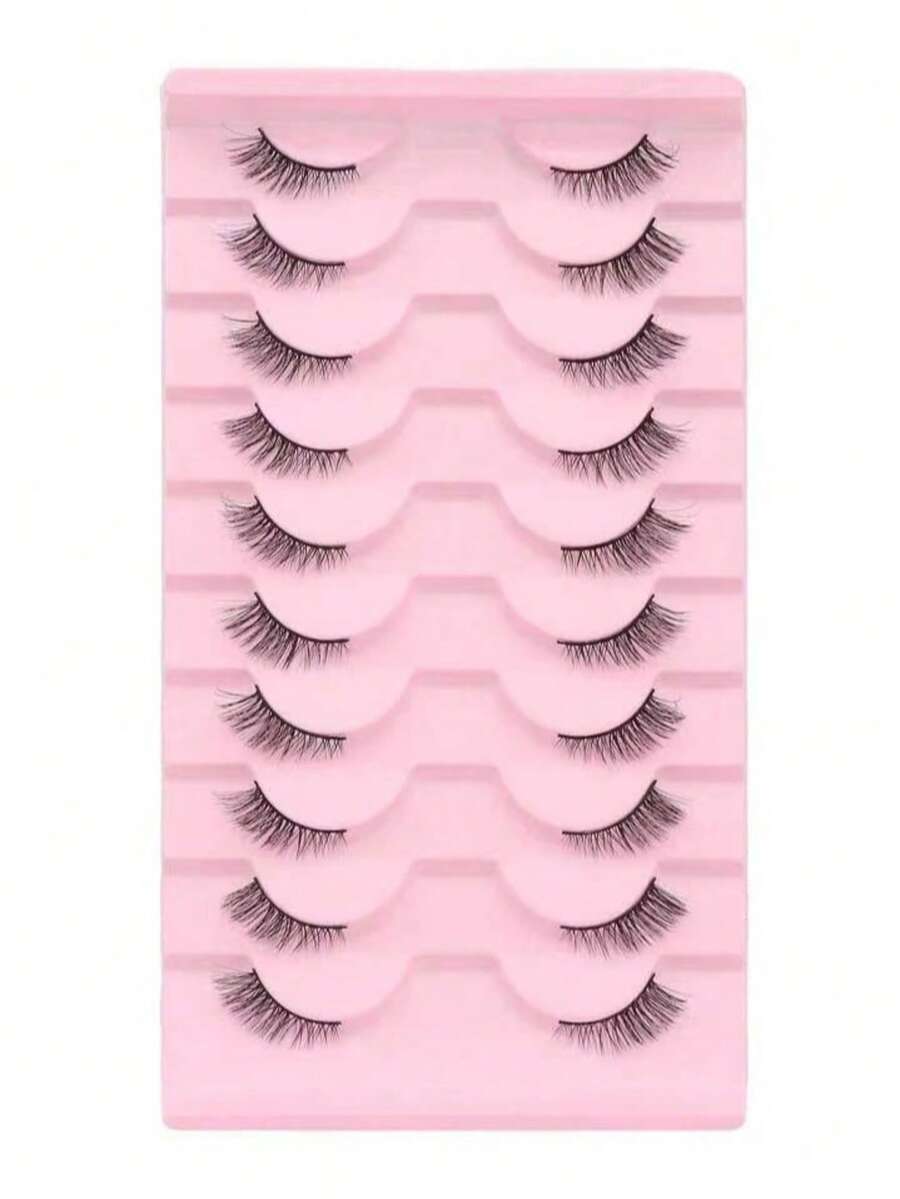 10 Pairs Cat Eye Cross-Shaped Elongated Black Eyelashes, Suitable For Daily And Date Makeup - Black - View 1