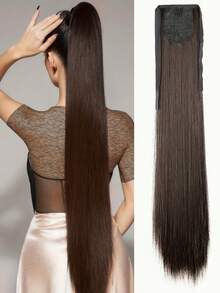 European And American Style 34 Inch Long Straight Ponytail Hair Extension With Bow Tie,Clips For Hair - Multicolor - View 6