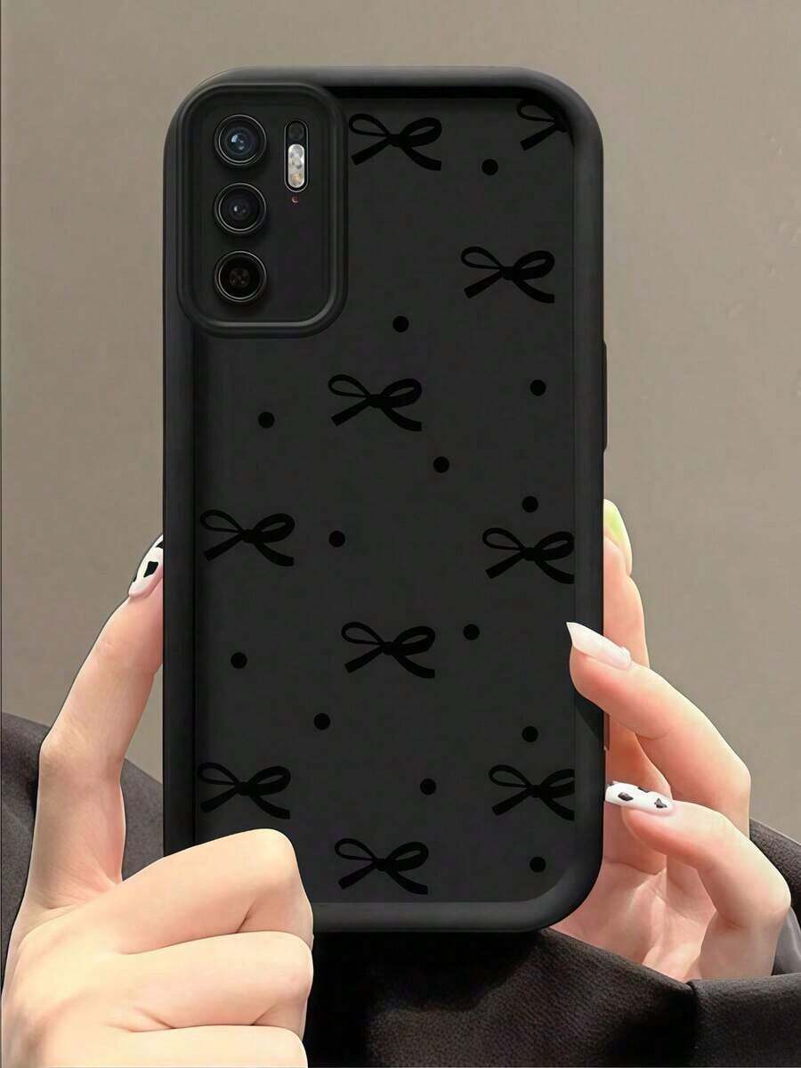 1 pieza Funda de teléfono móvil minimalista y creativa, personalizada y linda, de alta gama, compatible con Samsung S25Ultra/S25Plus/S25/S25FE/S24Ultra/S24Plus/S24/S24FE/S23Ultra/S23FE/S23/S23+/S22Ultra/S22/S22+/S21Ultra/S21FE/S21/S21+/S20Ultra/S20FE/S20/S20+/A73/A72/A55/A54/A53/A52, compatible con Redmi Note 14 Pro+ 5G, P30, compatible con Honor X6b, compatible con OPPO A74, compatible con Realme C53, compatible con Realme Narzo N53, con diseño de lazo 2D, lunares, ojos y en capas, versión internacional, no la versión nacional - Negro - Ver 1