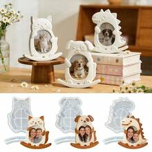 4pcs Seesaw Animal Photo Frame Resin Silicone Mold Set, Cat Resin Mold, DIY Home Decor Plaster Figurine Mold, Dog Dinosaur Epoxy Resin Photo Frame Silicone Mold - Seesaw Animal Photo Frame Mold Set - View 6