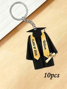 1pc/10pcs Customizable Graduation Gown Keychain, Personalized Class Of 2026 Graduation Keyring With Name, Graduation Cap & Diploma Charm, Bag Pendant & Car Key Accessory, Graduation Souvenir Gift For Students - Multicolor - View 8