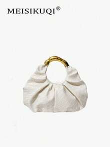 2026 New Style Pleated Round Ring Handbag Gentle White Cloud Bag Party Dress Matching Small High-End Handbag - White - View 2