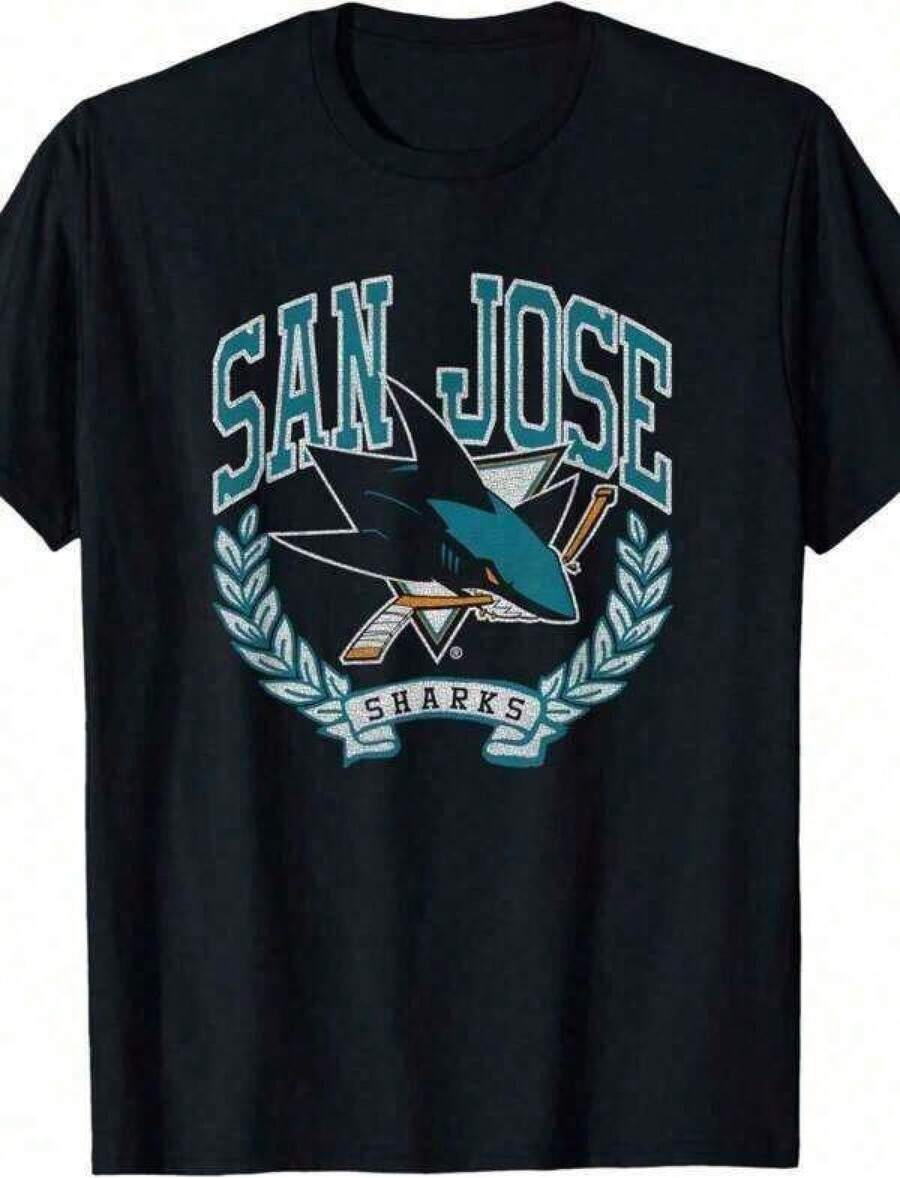 Men'S Summer Casual Pure Cotton T Shirt Funny Shirts Vintage T Shirts San Jose Sharks Vintage Victory Black Officially Licensed T Shirt Comfortable And Loose Suitable All Day Wear Print Breathable Machine Washable Perfect Camisa Niño Conjuntos Para Niña Conjuntos Para Adolescentes Ropa Para Adolescentes Playeras De Hombre Estampado A La Moda Playeras De Hombre Camisas De Hombre Ropa De Hombre Gym Sudaderas T-Shirts For Men - Negro - Ver 1