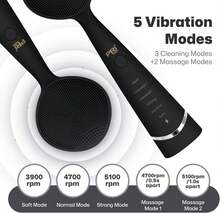 PRITECH Facial Cleansing Brush, Rechargeable Silicone Face Scrubber With Constant-Temperature Heating, Vibrating Exfoliator Scrubber For Deep Pore Cleaning, Waterproof Face Brush For Women &Amp; Men-Black - 顏色A - 查看 6
