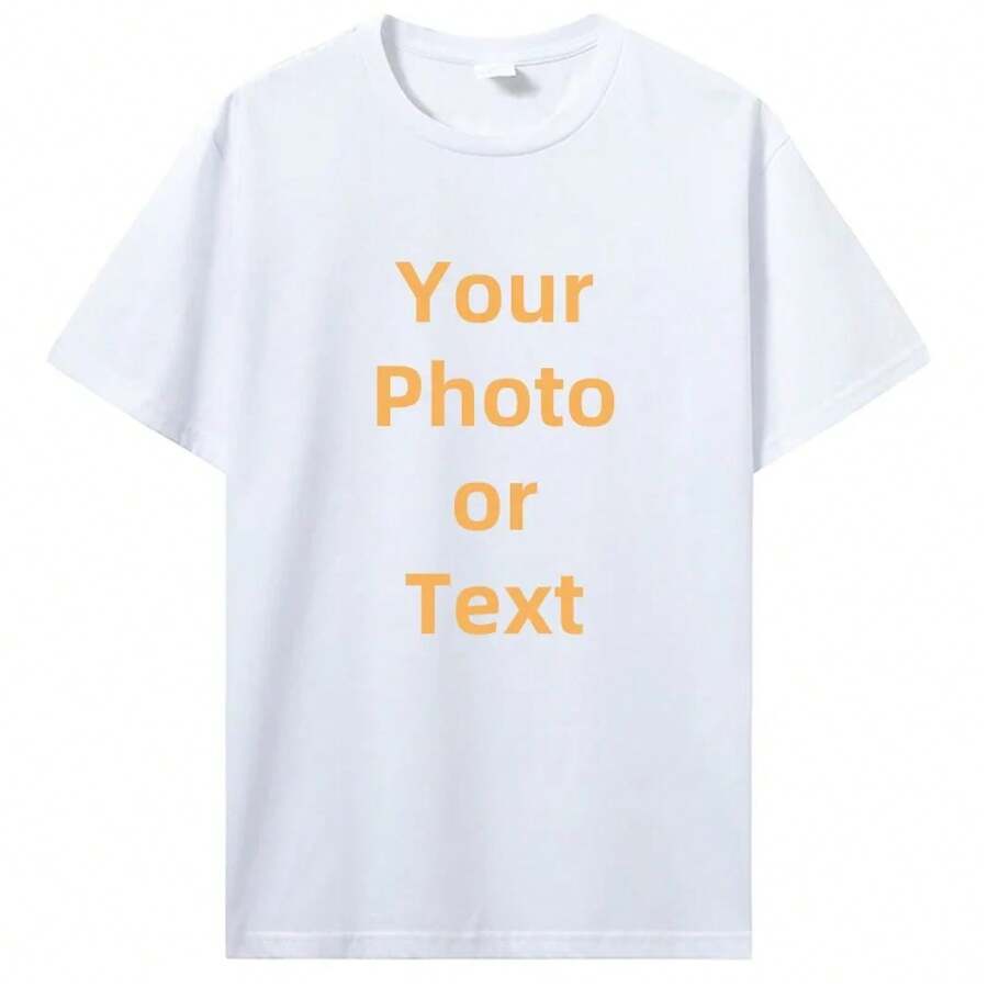 Camiseta Personalizada, Camiseta con tu Foto, Logotipo de Marca o Texto, para Hombre y Mujer, Algodón Premium, Regalo - Blanco - Ver 1