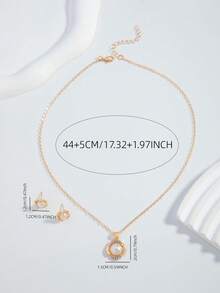 3 pièces/set Collier et boucles d'oreilles minimalistes à la mode avec faux perles, ensemble de collier pendentif et boucles d'oreilles au design unique et élégant, cadeau pour amis et petites amies - Style 8 - Voir 4