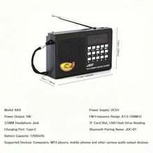 Radio de poche, mini portable, lecture multi-mode, prise casque, FM/MP3/TF/USB, longue durée de vie de la batterie, haut-parleur sans fil pour le camping en plein air, les rassemblements à la maison, prend en charge la connexion téléphonique, cadeau, convient pour la course et les sports - Voir 9