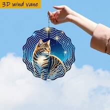 1件 3D「貓咪在星空下的草地休息」耐用金屬 360° 旋轉吊飾，10in*10in 附旋轉掛鉤，隨機款式（不含吊墜） - 多色 - 查看 7