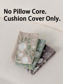1pc Beige Modern Minimalist Floral Embroidery Throw Pillow Cover, Spring/Summer Flower Embroidered Decorative Pillowcase, Suitable For Indoor Decor, All-Season Use, Pillow Insert Not Included - Beige - View 3