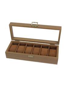 3/6/10/12 Grid Wooden Watch Storage Box With Glass Lid, Walnut Wood Watch Display Storage Box, Dust-Proof Velvet Lining, Men's And Women's Watch Collection Box, Birthday Christmas Gift - Walnut Wood - Inner Brown - View 12