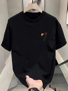 100% White T-Shirt For Men - Black - View 7