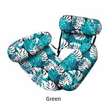 1pc Inflatable Water Floating Lounge Chair With Headrest & Armrest, Foldable Pool Inflatable Recliner Chair,Tropical Print Swimming Floating Bed For Beach Pool Party Vacation,Blue&Green&Red - Leaf - View 13