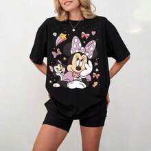 Minnie Mouse And FigaroShirt, Minnie Tee, Retro Minnie Graphic, ComfortColors Disney Top, Cute Disney Cat Gift Disney Oversized T-Shirt - 黑色 - 查看 6
