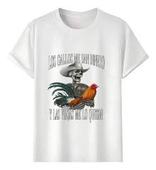 Tshirt Muscle Freaks Gallo Esqueleto Estilo Rooster Gambler - Blanco - Ver 6
