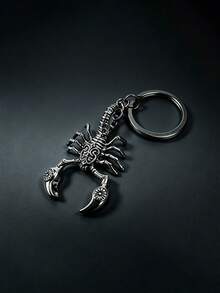 Vintage Punk Metal Scorpion Keychain, Engraved Motorcycle Style Bag Charm, Fashionable Jewelry Gift For Men (Suitable For Halloween, Christmas) - Multicolor - View 1