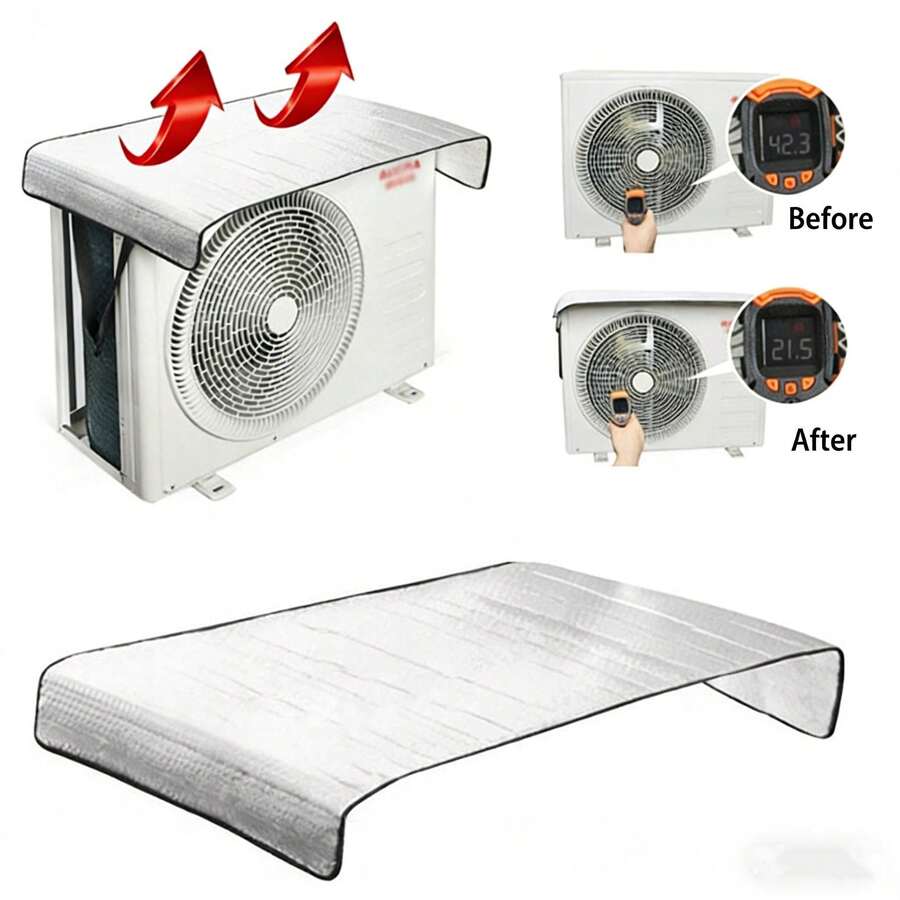 Single-Piece Air Conditioner Outdoor Unit Cover, Double-Layer Aluminum Foil Insulation Sunshade, Waterproof And Rainproof Air Conditioner Condenser Cover, Keeps The Air Conditioner Cool, Saves Energy And Electricity, And Extends Its Service Life