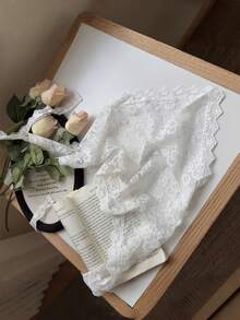 女款設計師蕾絲刺繡蕾絲腰帶絲巾層次薄紗裙臀巾甜美網紗腰巾雙用途頭巾配件多功能 - 彩色 - 查看 7