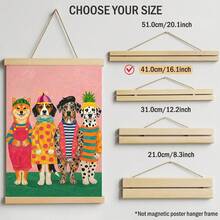 1pc Funny Unique Colorful Humorous Dog Decorative Painting, Cute Anthropomorphic Puppy Poster Art, Suitable For Living Room Bedroom Office Decor, Gift For Pet Lovers, Unframed/Framed/Wooden Poster Hanger - Pattern - View 14