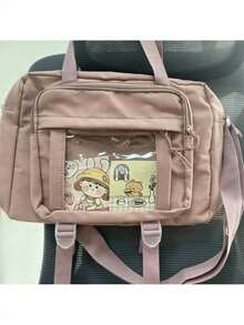 Japanische High School Mädchen JK transparente Tragetasche Rucksack Umhängetasche Schultertasche Ita Tasche große Umhängetasche Damen Ita Tasche - Altrosa - Übersicht 7