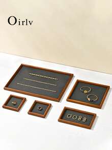 Oirlv Wooden Jewelry Storage Tray, Jewelry Ring Bracelet Necklace Display Tray, Watch Jewelry Storage Tray - Multicolor - View 2