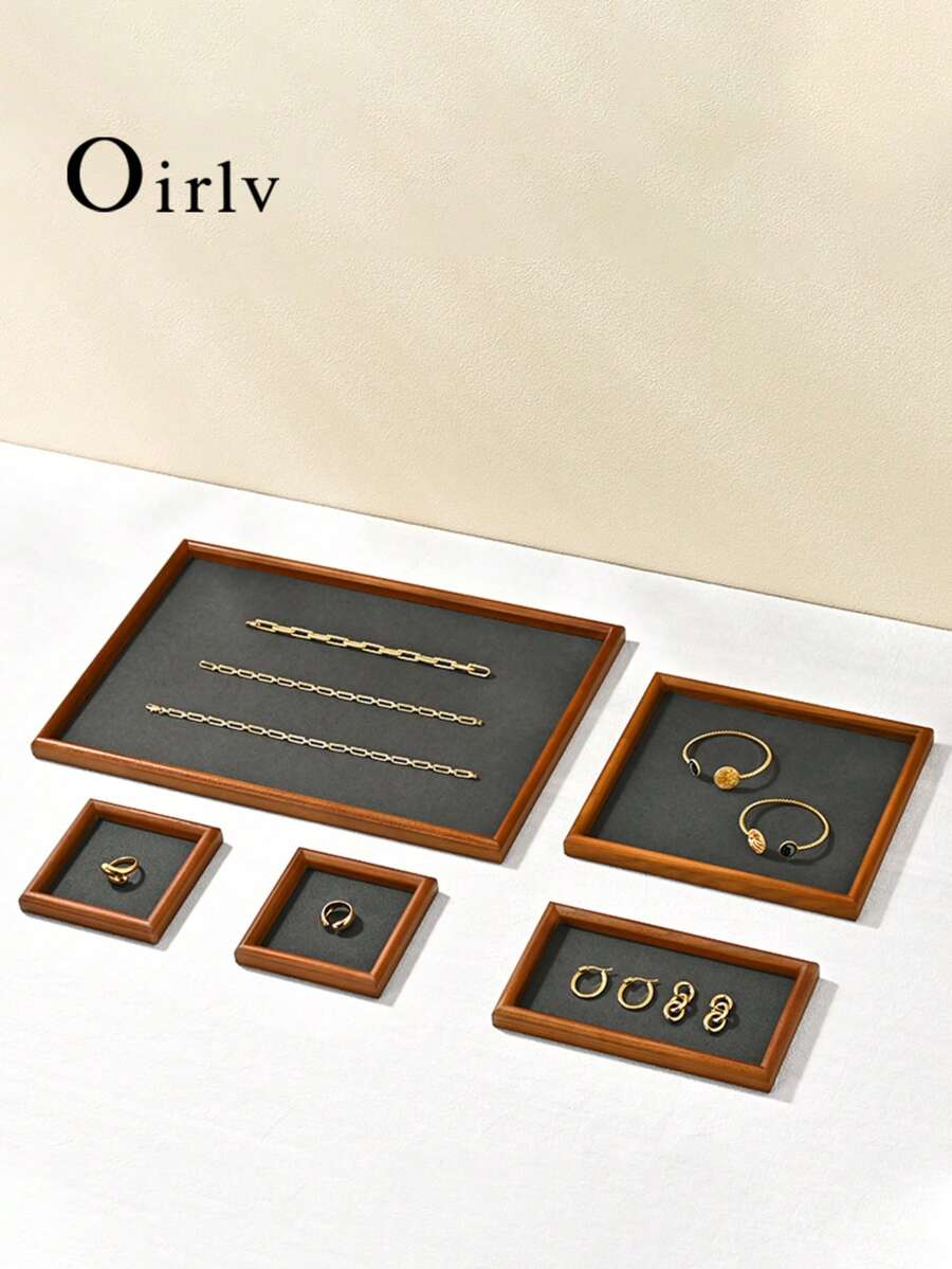 Oirlv Wooden Jewelry Storage Tray, Jewelry Ring Bracelet Necklace Display Tray, Watch Jewelry Storage Tray