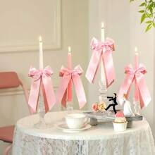 6 pièces Décorations de nœuds en ruban de satin, nœuds de style ballerine convenant pour la décoration de mariage, gâteaux, bouteilles et bougeoirs ; nœuds d'emballage cadeau élégants ; également applicables pour la Fête des Mères, l'anniversaire, le mariage, l'anniversaire de mariage, l'enterrement de vie de jeune fille, la décoration de boîtes de parfum et de bougie. - Voir 6