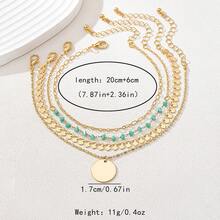 4pcs/Set Bohemian Style Beaded Chain Anklet Set, Women Beach Jewelry Accessories - Yellow Gold - View 3