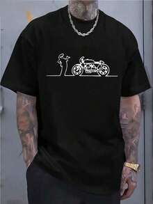 Camiseta Negra para Hombre con Estampado de Motocicleta para Uso Casual,Elección perfecta de regalo de cumpleaños o festividad para amigos, familiares, novio o novia - Negro - Ver 7