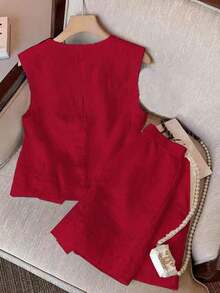 Conjunto de dos piezas para mujer para uso diario - Burdeos - Ver 2