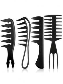Juego de 4 peines para hombres - Peine de dientes anchos, peine para raya, peine de textura, peine de retroceso antiestático para undercut - Multicolor - Ver 1