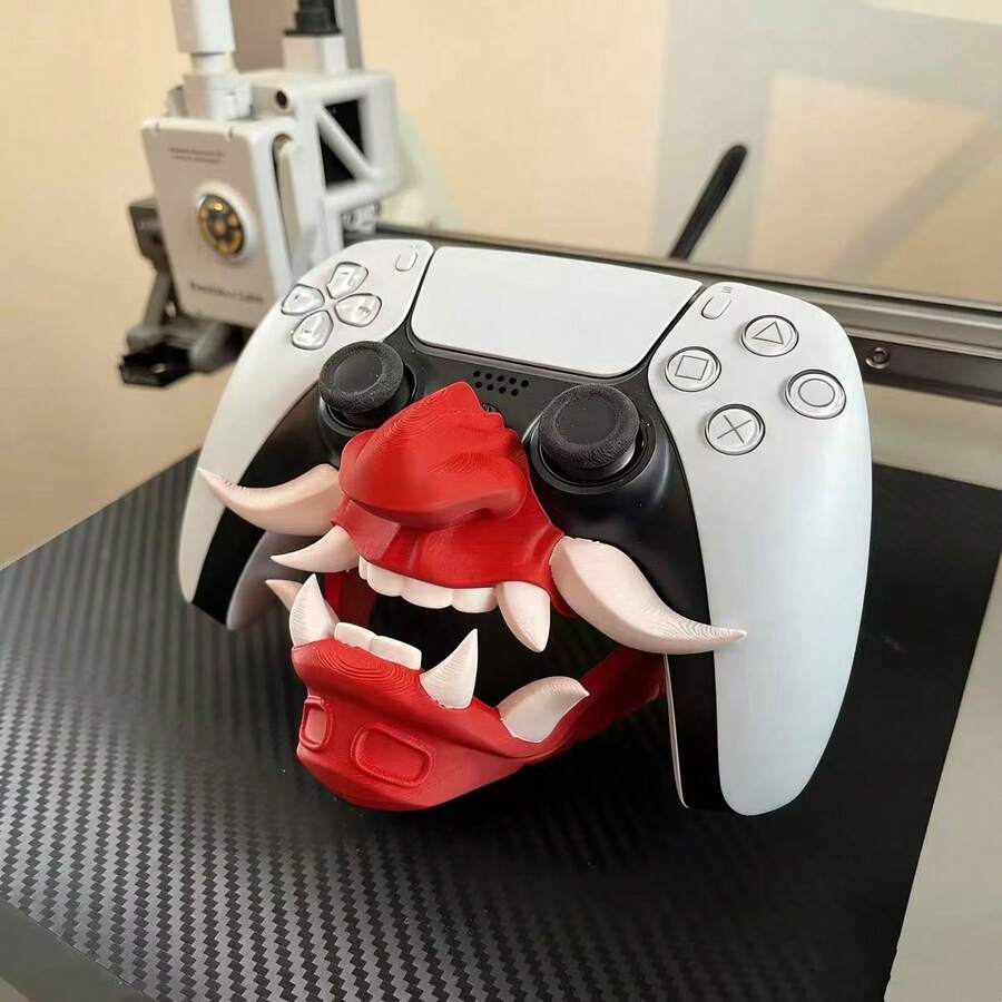 3D 惡魔戰士面具遊戲控制器支架,多功能桌面收納展示架,適合節日與生日的完美設計禮物 - 查看 1
