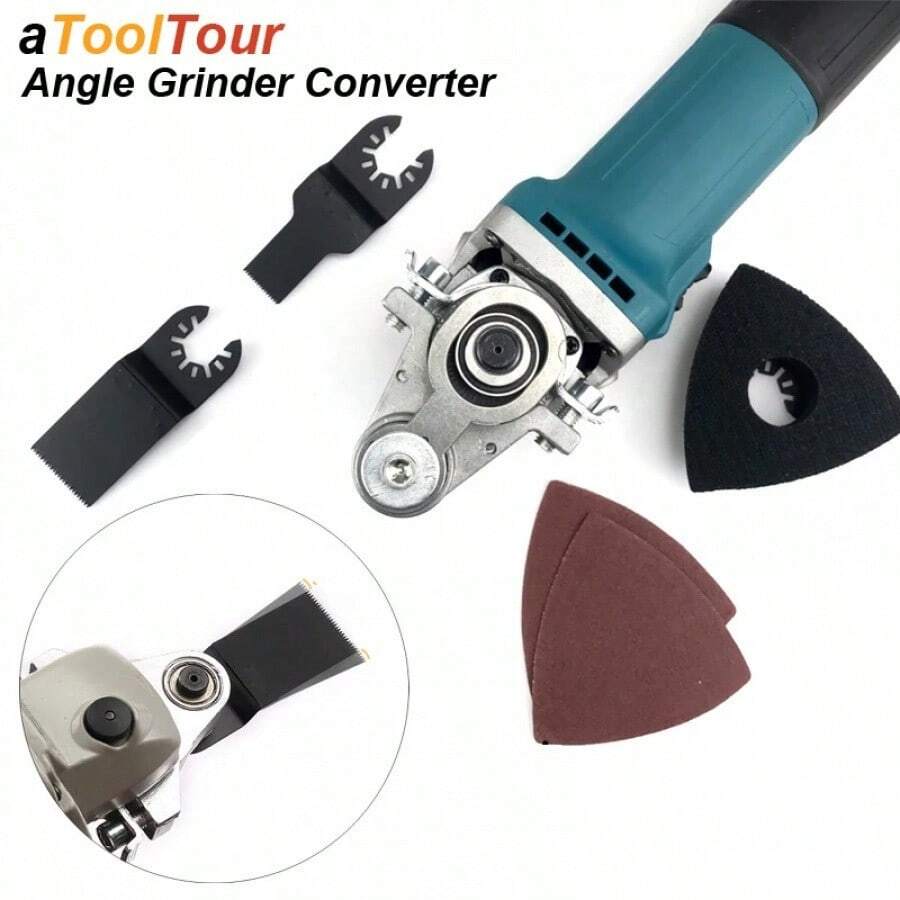 Angle Grinder Conversion Universal Head Adapter, M10 Thread Oscillating Tool For 100mm Grinder, Multifunctional Swing Saw Cutter & Polisher For Cutting Wood, Sanding, Scraping Nails - Multicolor - View 1