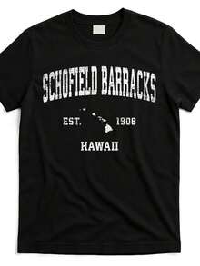 schofield barracks hawaii hi vintage established sp  t shirt sbh7599589 at black product imageCamia deptiva de  suave, cte atlético, cuello redondo, cómoda para crer, entrenar, ropa de calle y atuendos casuales de diario. - Blanco - Ver 5