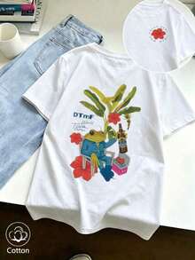 Puerto Rican Bunny 'DtMF' Funny Print, Personalized Jumpsuit, Women's Loose T-Shirt, 100% Cotton, Summer Clothing, Plus Size Summer Tops, K-Guerrero Series, Cotton Tops, Women's Clothing, Women's Summer Clothing, Knitwear, Party Dresses, Women's Plus Size Clothing, Women's Plus Size Crew Neck Loose Tops, Best Friend Outfits, Vacation Wear, Casual Activewear, Women's Sportswear, Women's Tops, Women's Promotional Clothing, Unisex, Teen Clothing, Basic T-Shirt, Women's Summer Clothing, Summer, Winter, Vacation, Mother's Day, San Juan, Eid, Party, Beach, Wedding, Graduation, Gym, Prom, Elegant, Casual, Holiday, Sporty, Luxury, Formal, Camp, Millennial, Business, Leopard, Women's Summer Dress - White - View 1
