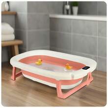 Foldable bath, infants, silicone thermometer lcd pillow ' Bathtub for pets, cats and dogs bath tub with Thermometer, Cushion & Bath Net' - 淺粉色 - 查看 2