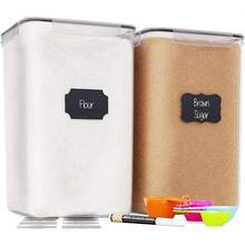 Extra Large Flour And Sugar Storage Containers 9.5L Fl. Oz; Set Of 2 Plastic Bulk Airtight Food Storage Rice Containers With Lids - Marker & Labels. - View 1