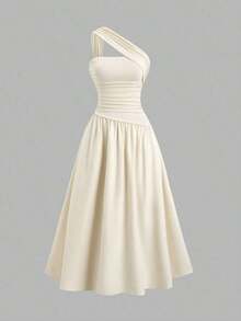 Vestido bandeau ajustado con hombros oblicuos para mujer - Amarillo mantequilla - Ver 1