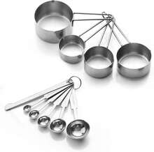 10-Piece Stainless Steel Measuring Cups And Spoons Set For Home Baking Essentials, Dishwasher  Kitchen Tools - White - View 1