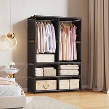 1pc Freestanding Wardrobe Closet, Open-Style Clothes Rack For Bedroom, Rental Home Storage, Dust-Proof Garment Organizer With Large Capacity For Hanging And Stacking Clothes - Multicolor - View 10