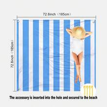 1 tấm trải biển cỡ lớn kẻ sọc xanh trắng, chống cát, nhanh khô, phù hợp cho 1-3 người lớn - Chất liệu polyester nhẹ, bền - Hoàn hảo cho du lịch, cắm trại, leo núi và thời gian thư giãn trên bãi biển, thảm trải biển, chăn dã ngoại, tấm trải đất cắm trại. - sọc dọc màu xanh và trắng - Xem 13